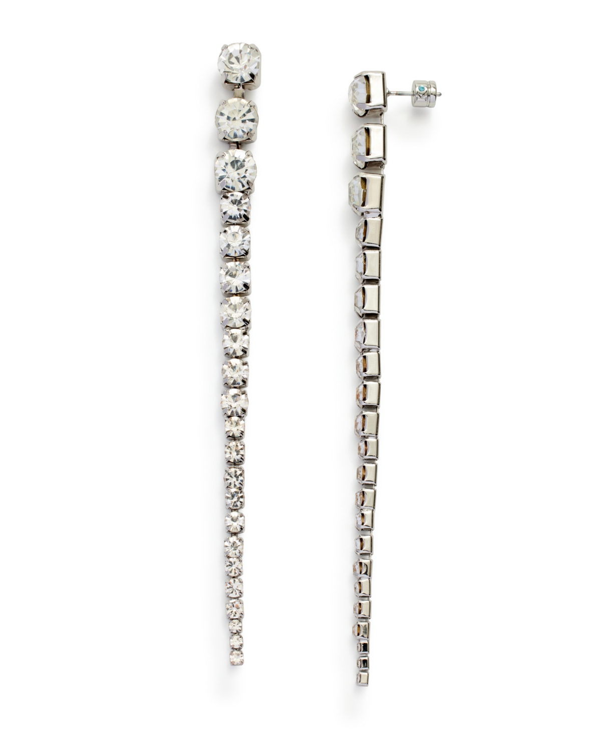 Shop Kleinfeld Faux Stone Graduated Linear Earrings In Crystal,rhodium