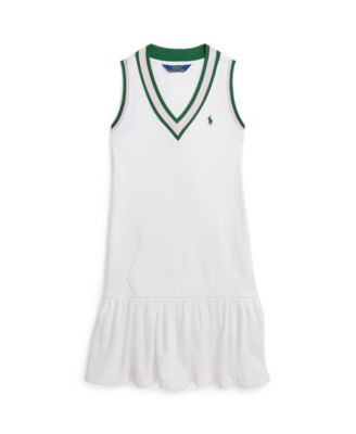 폴로 랄프로렌 Polo Ralph Lauren Big Girls Cricket-Stripe Cotton Terry Dress,White