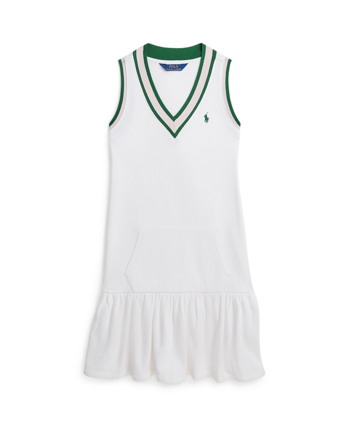 Polo Ralph Lauren Kids' Big Girls Cricket-stripe Cotton Terry Dress In White