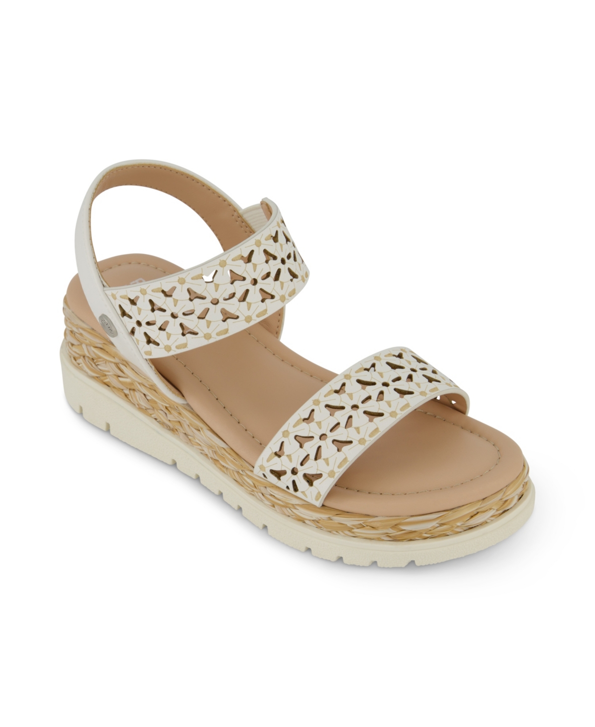 Kenneth Cole New York Kids' Little And Big Girls Arlo Lyssum Boho Look Wedge Sandals In White