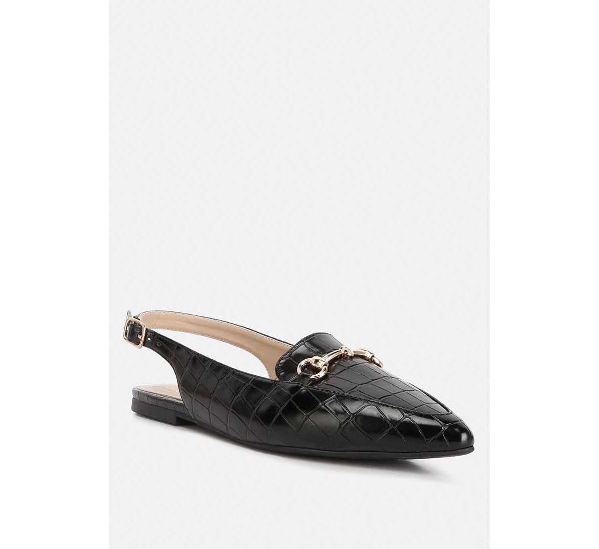 London Rag Trempe Croc Slingback Flat Sandals