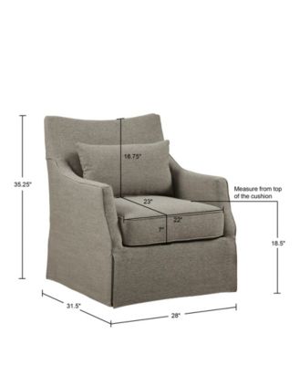 London 28"W Upholstered Skirted Swivel Armchair with Lumbar Pillow
