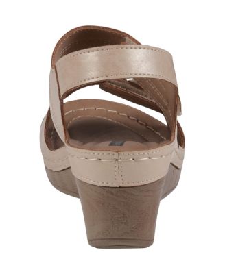 Women's Tulip Stay-Put Double Band Flower Wedge Sandals