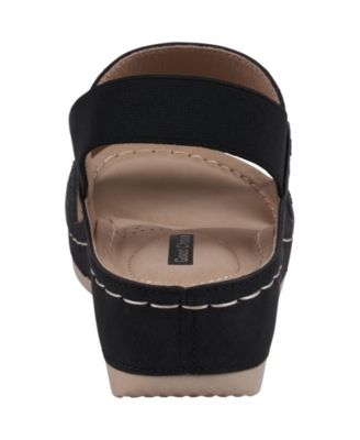 Women's Tammy Embellished Elastic Double Band Wedge Sandals