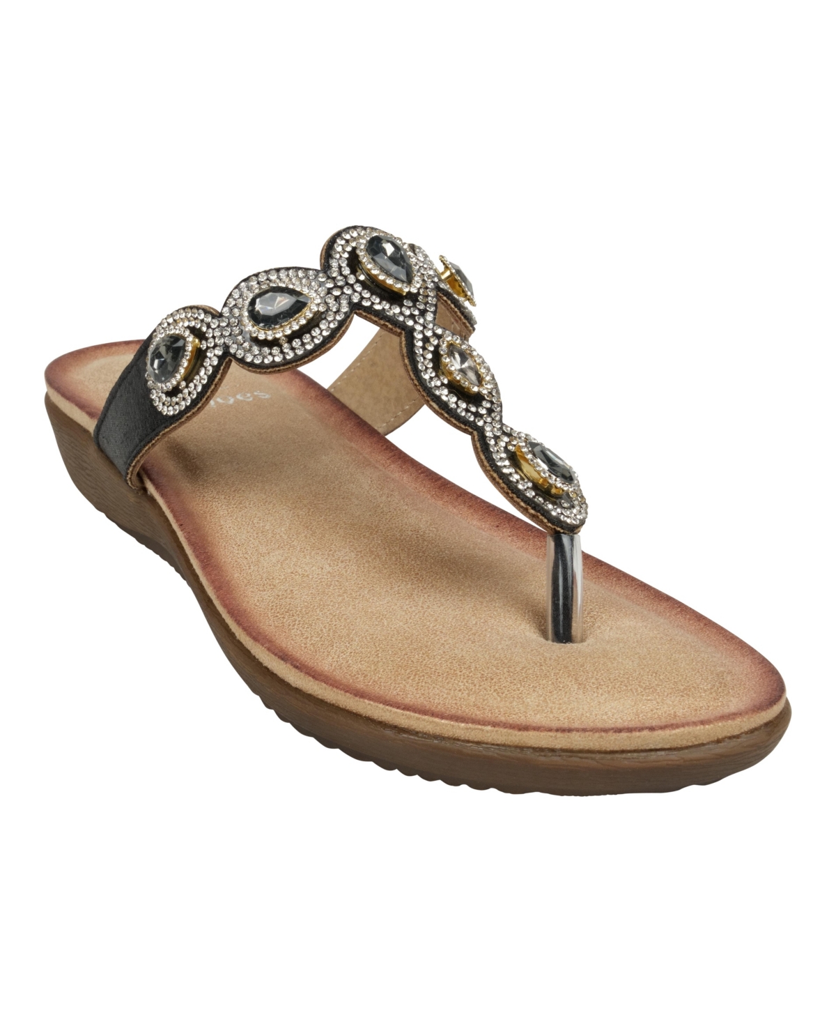Women's Zara Jeweled T Strap Thong Flat Sandals - Gold
