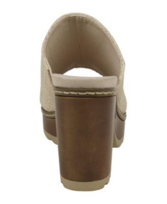 Women's Scarlet Woven Wooden Platform Heeled Sandals