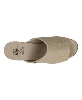 Women's Scarlet Woven Wooden Platform Heeled Sandals