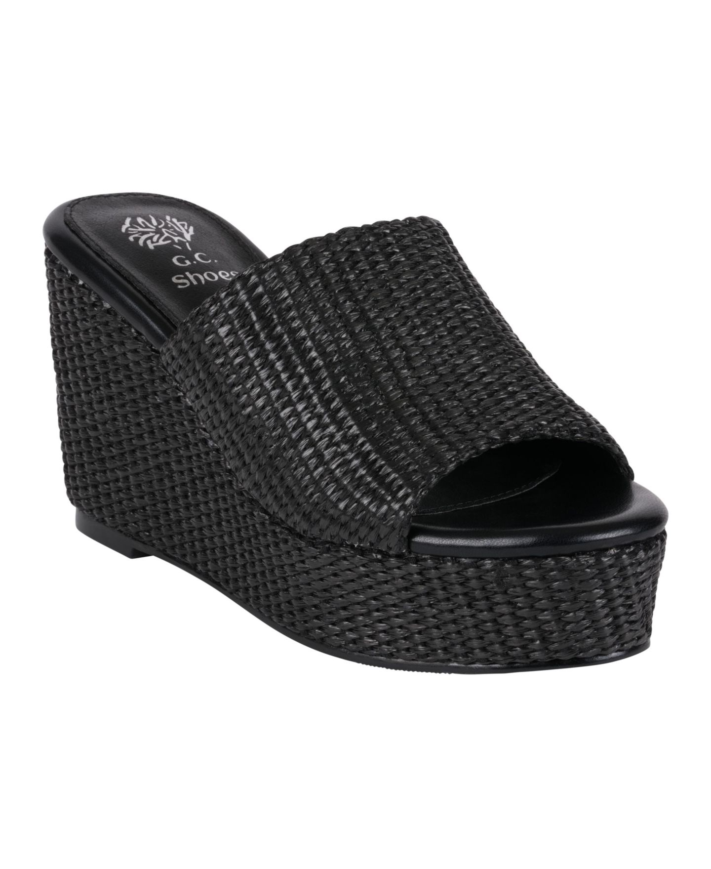 Женские сандалии GC Shoes Vivica Espadrille Slide Wedge, цвет: Чёрный — фото 1