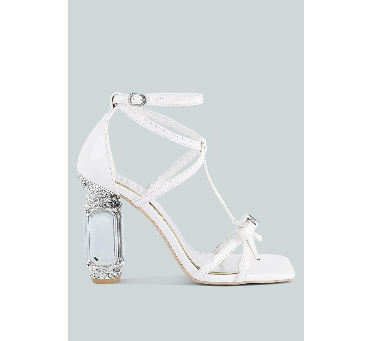 affluence jeweled high heel sandals - White