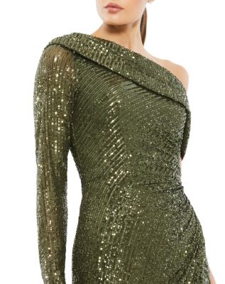 Women's Ieena Sequined Drop Shoulder Faux Wrap Gown