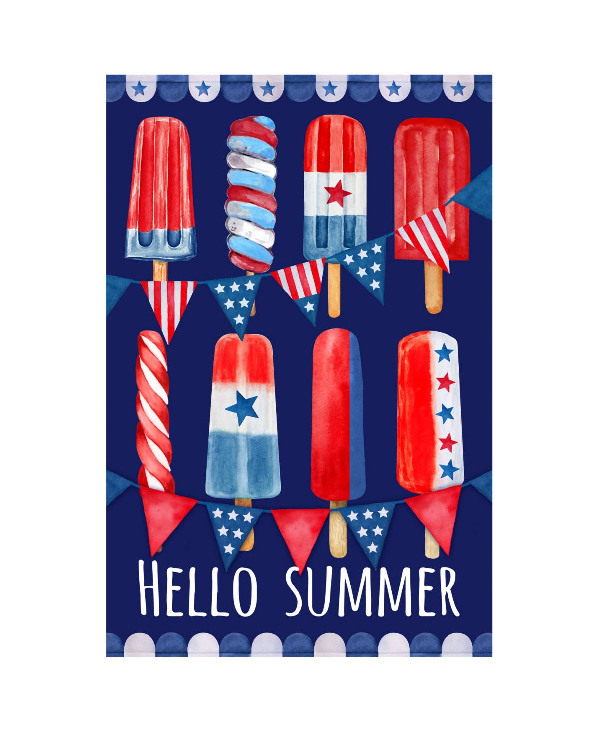 Northlight Hello Summer Popsicle Americana Garden Flag, 18" X 12.5" In Blue