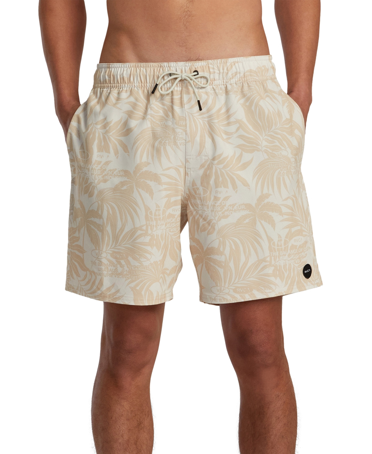 Shop Rvca Men's Va Elastic Waist Shorts In Natural