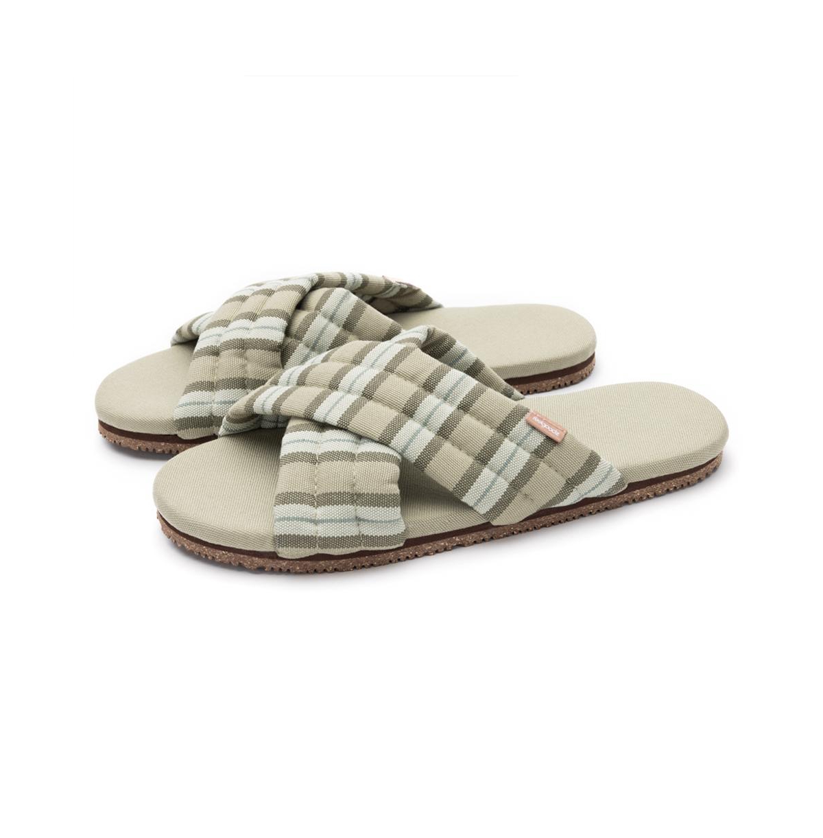 Feelgoodz Women's Slipper Artisan Quilted Cross Strap Indoor / Outdoor House Shoes -Pastel Green