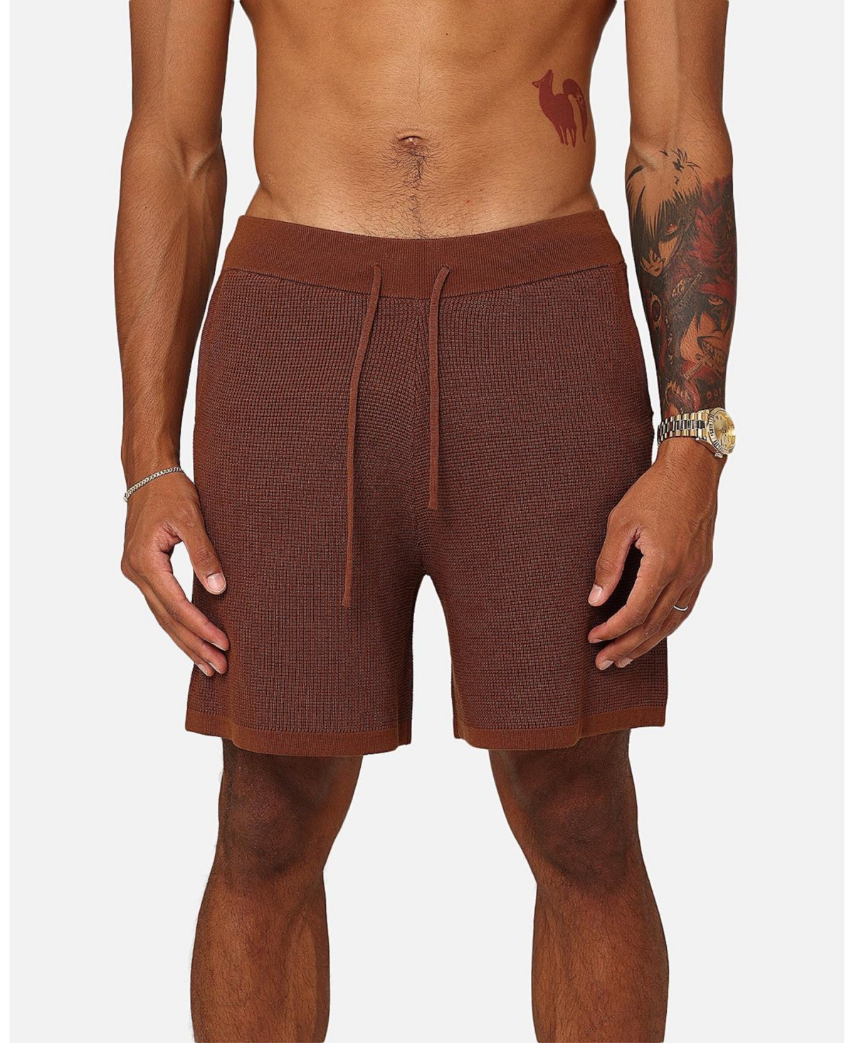 Zyair Knit Rib Shorts - Brown