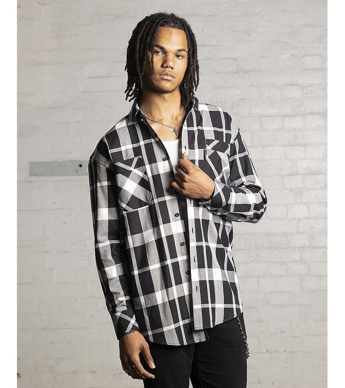 Men's Mulberry Long Sleeve Flannel Shirt Big & Tall - Black/white