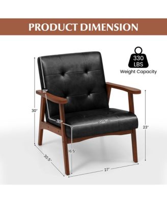 Mid Century Accent Chair Tufted Reading Armchair Solid Rubber Wood