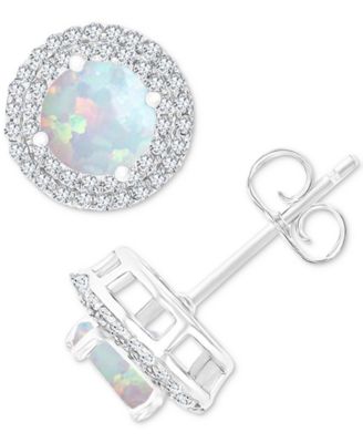 Amethyst (1-1/2 ct. t.w.) & Lab-Grown White Sapphire (1/2 ct. t.w.) Halo Birthstone Stud Earrings in Sterling Silver (Also in Additional Birthstones)
