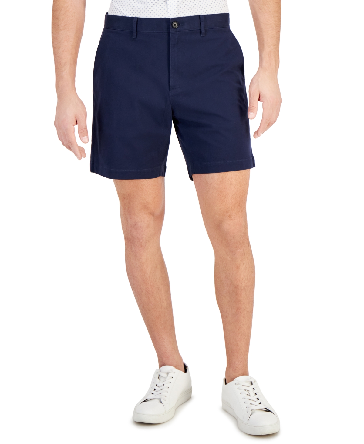 Michael Kors Men's Slim-fit Stretch Herringbone Twill 7" Shorts In Midnight