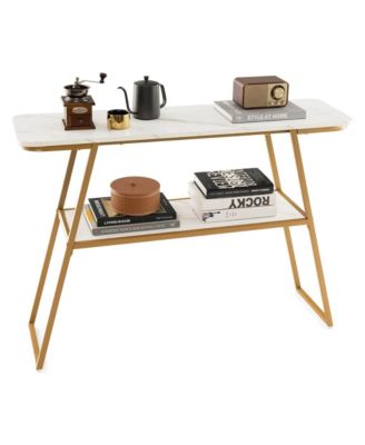 44'' Long Narrow Couch Table 2-Tier Console Table Entryway Table