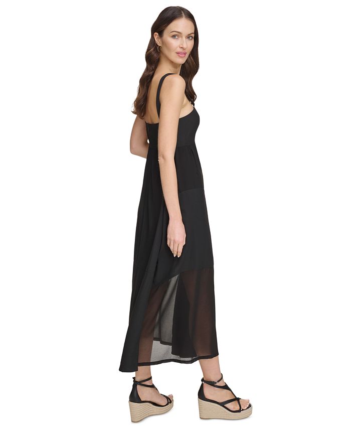 DKNY Women's Solid Square-Neck Sleeveless Chiffon Dress - Macy's