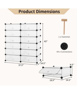 Shoe Rack 12-Cube DIY Plastic Shoe Cabinet Multi Use Modular Closet Shelf