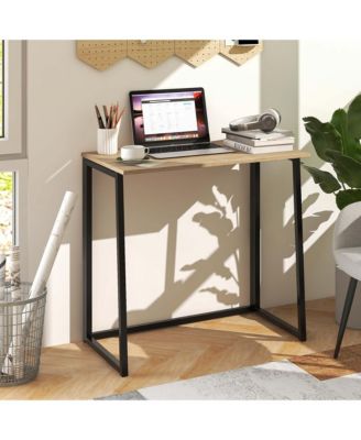 Folding Computer Desk No Assembly Study Writing Table for Small Spaces