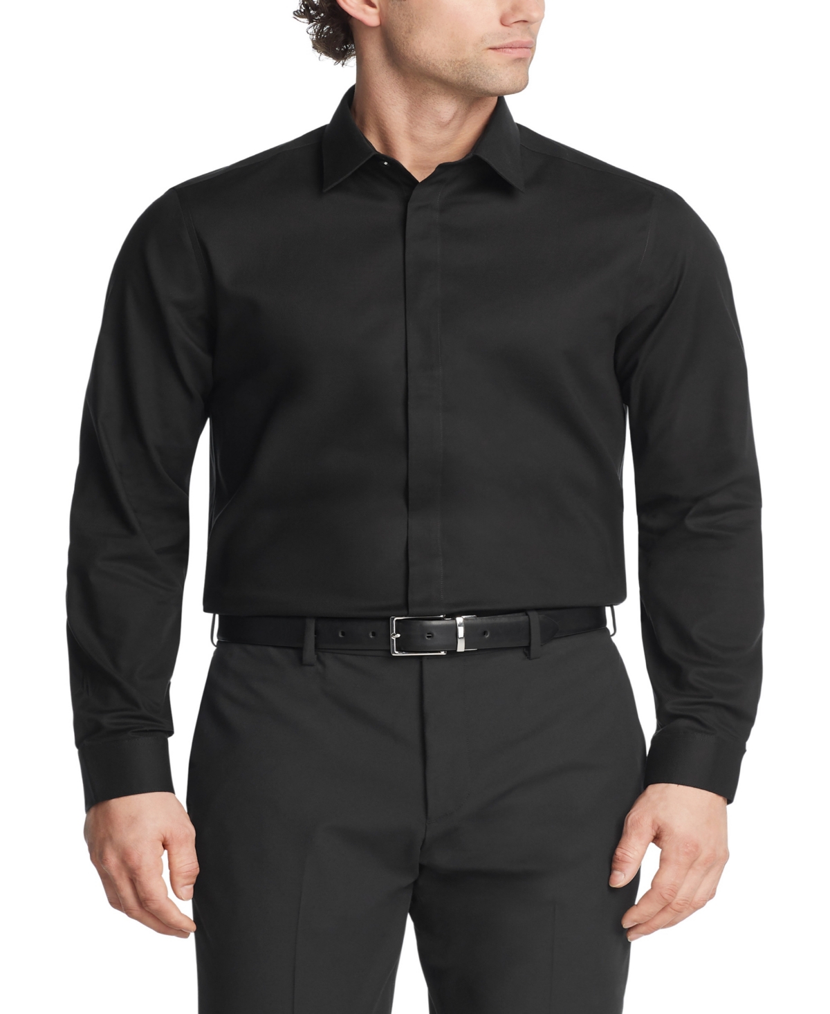 Shop Calvin Klein Men's Slim-fit Dress Shirt In Black