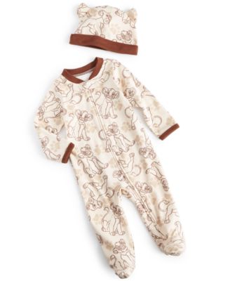 Disney - Baby Boys The Lion King Footed Coverall & Hat, 2 Piece Set