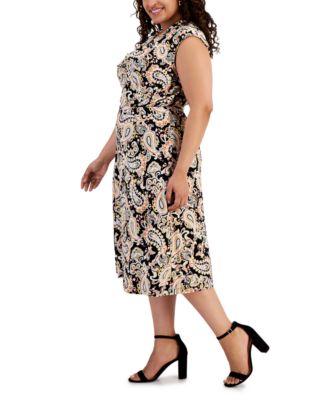 thumbnail image 2 of Women's Plus Size Boho Shorts ??? High Waisted Wide Leg With Paisley Print & Tassel Hem 2 of 12