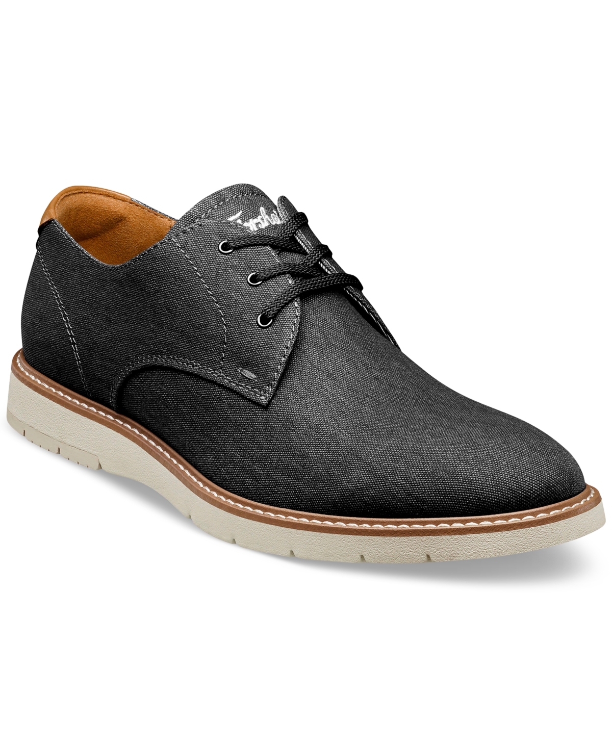 Men's Vibe Canvas Lace-Up Plain Toe Oxford Shoes - Black