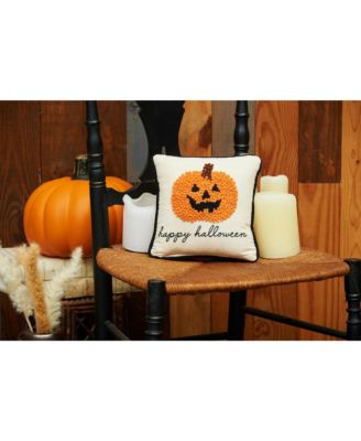 Jack O' Lantern "Happy Halloween" 8" x 8" Petite Accent Pillow