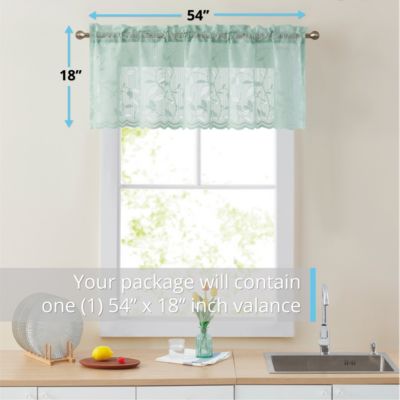 Joyce Lace Sheer Kitchen Curtain Valance Topper Rod Pocket For Small Windows Bathroom Kitchen 54 W X 18 L