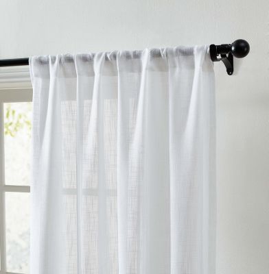 Linda Faux Linen Textured Semi Sheer Privacy Sun Light Filtering Transparent Window Rod Pocket Long Thick Curtains Drapery Panels For Bedroom L