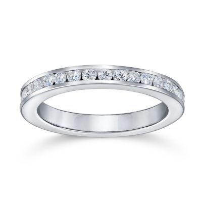 Cubic Zirconia Thin Stackable CZ Channel Set Eternity Band Ring .925 Sterling Silver 3MM