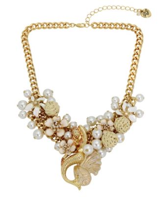 Betsey Johnson Faux Stone Mermaid Shell Bib Necklace - Macy's