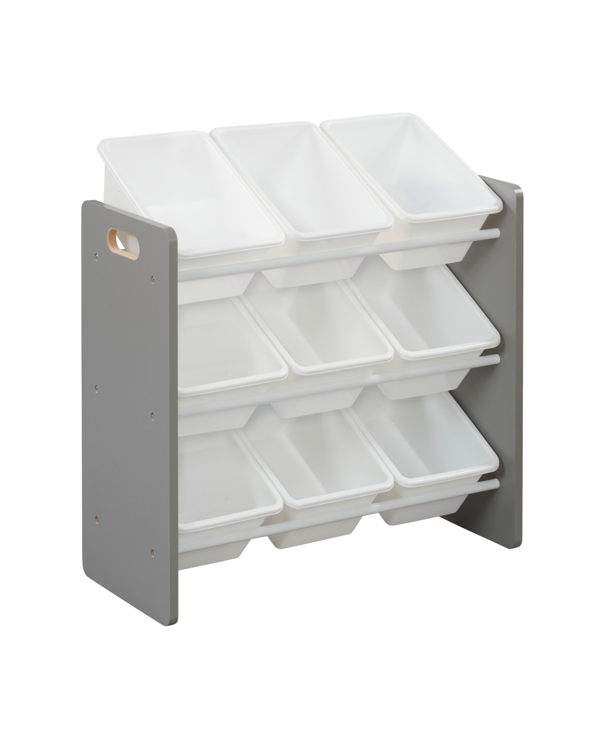 3-Tier Organizer with 9 Bins, Toy Storage, Grey/White - Dark natural/white
