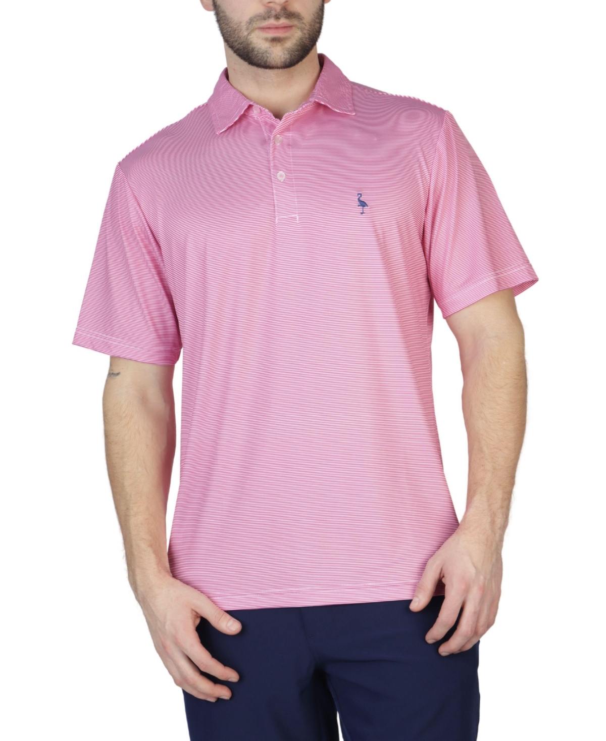 Stripes Performance Polo Shirt - Flamingo pink
