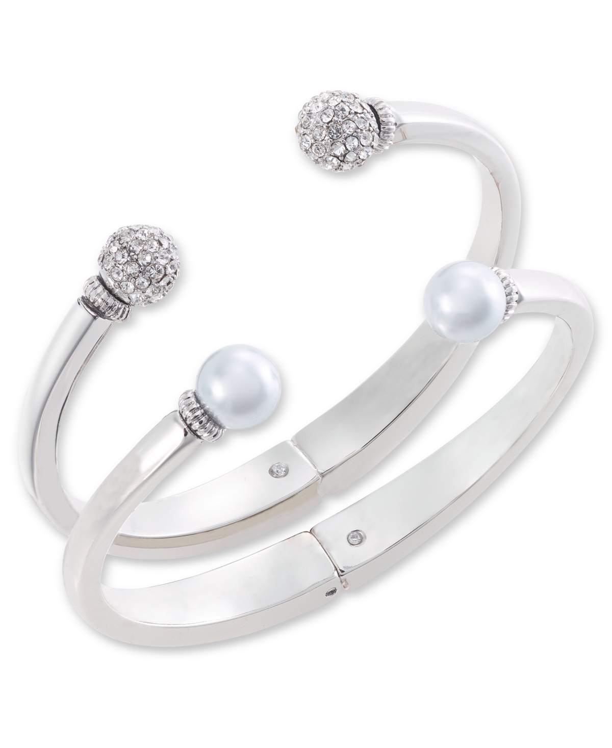 2-Pc. Set Pave Fireball & Pink Imitation Pearl Cuff Bracelets, Created for Macy's - Multi