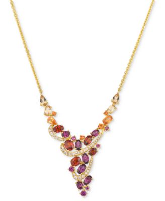 Le Vian - Multi-Gemstone (5-1/8 ct. t.w.) & Vanilla Diamond (1/3 ct. t.w.) Statement Necklace in 14k Gold, 19" + 2" extender