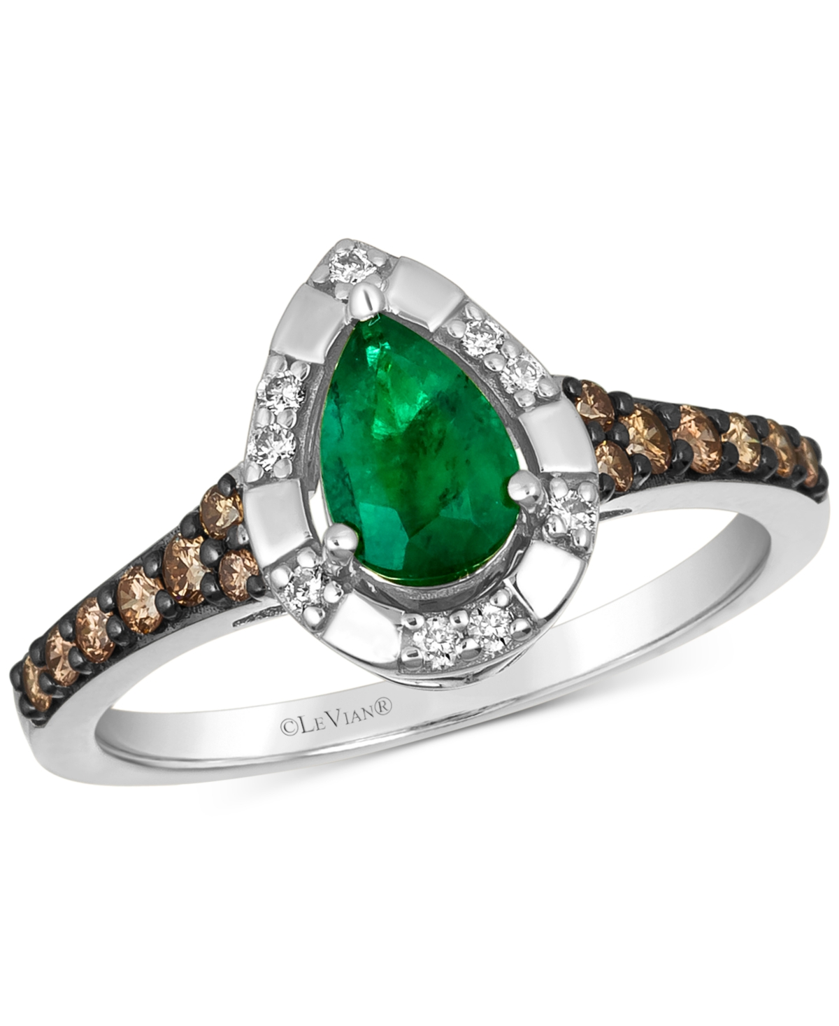 Le Vian Costa Smeralda Emeralds (1/2 Ct. T.w.) & Diamond (1/4 Ct. T.w.) Halo Ring In 14k White Gold In K Wg