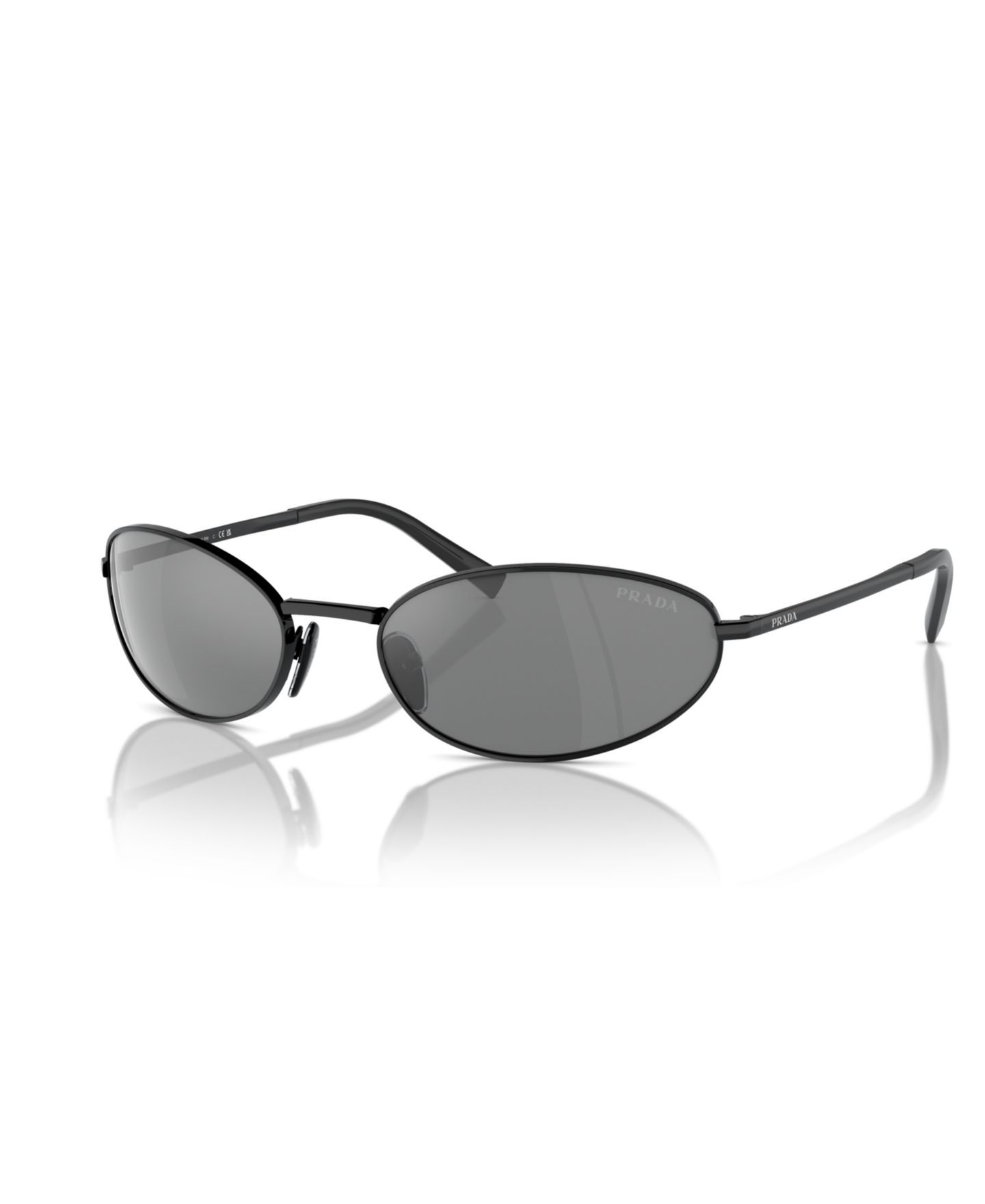 Женские солнцезащитные очки PRADA Signature Oval Sunglasses, PR A59S, цвет: Чёрный — фото 1