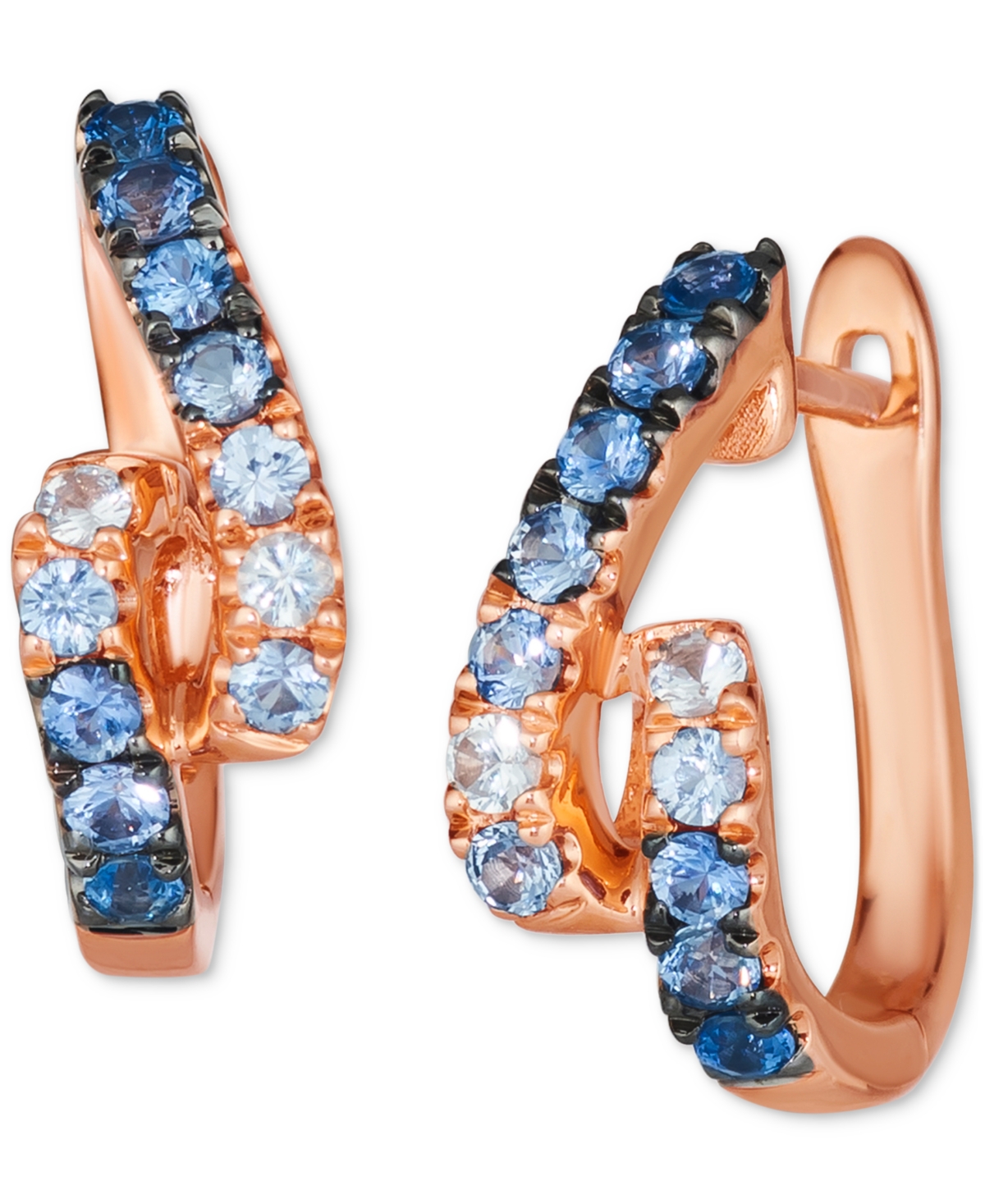 Le Vian Denim Ombre (3/4 Ct. T.w.) & White Sapphire (1/8 Ct. T.w.) Looped Small Hoop Earrings In 14k Rose Go In No Color