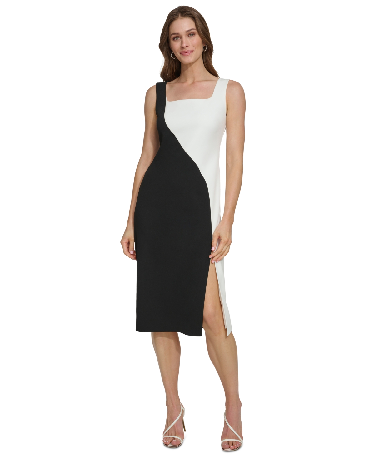 Women's Sleeveless Colorblocked Sheath Dress - Black/Cream