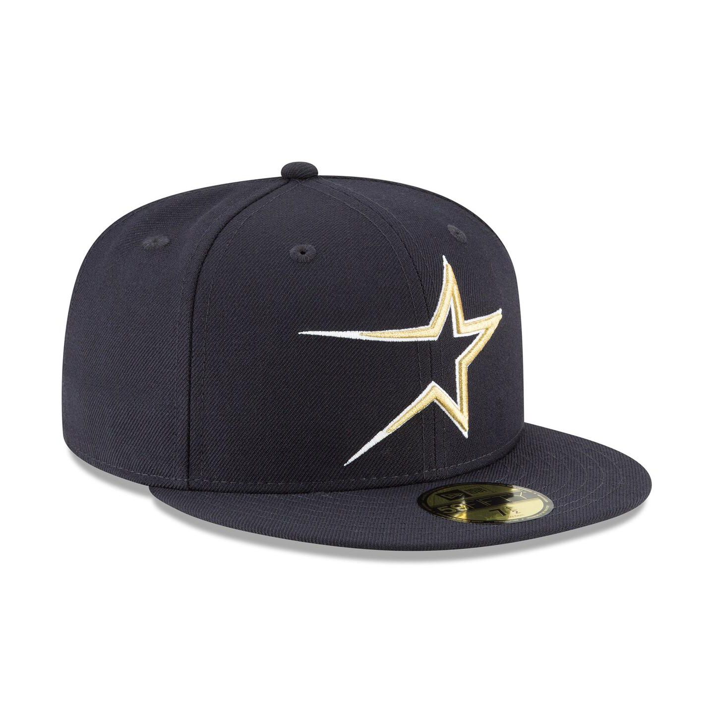 Мужская кепка New Era Navy Houston Astros Cooperstown Collection Wool 59FIFTY Fitted Hat — фото 3