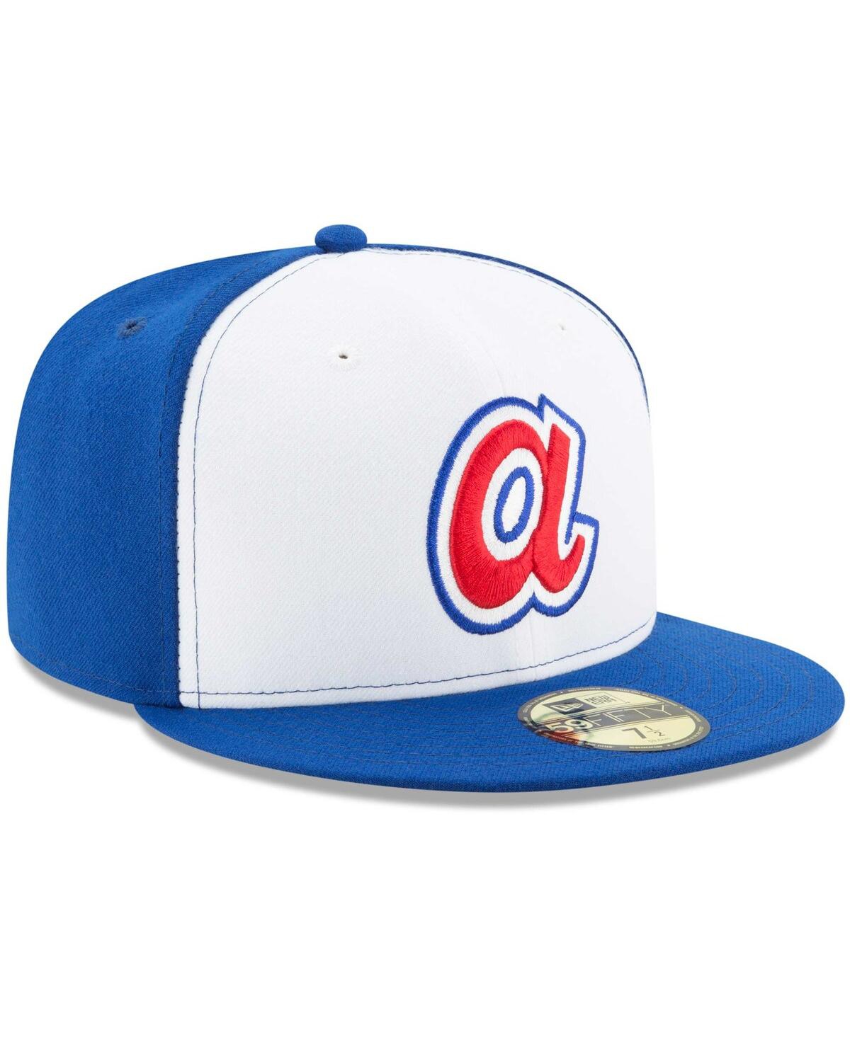 Shop New Era Men's  White, Royal Atlanta Braves Cooperstown Collection 59fifty Fitted Hat In White,royal