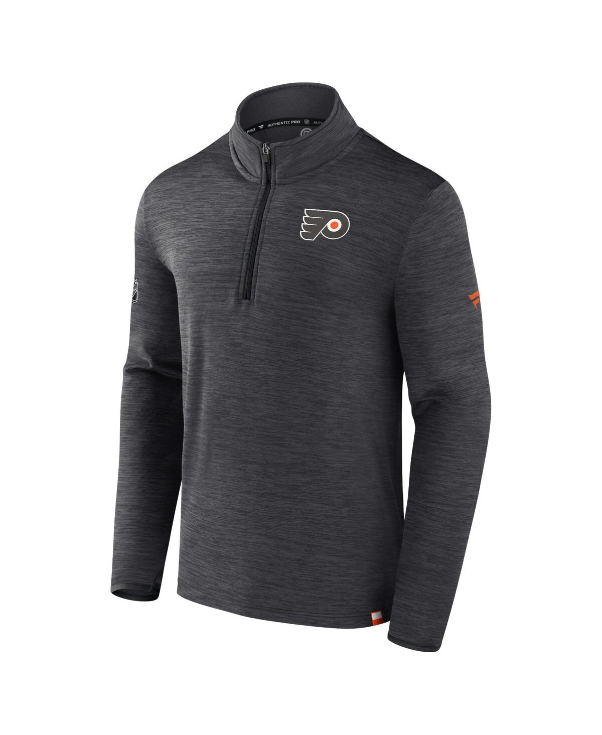 Men's FanaticsPhiladelphia Flyers Authentic Pro Quarter-Zip Pullover Top - Heather Charcoal