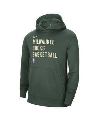 Men's and Women's Hunter Green Milwaukee Bucks 2023/24 Performance Spotlight On-Court Practice Pullover Hoodie