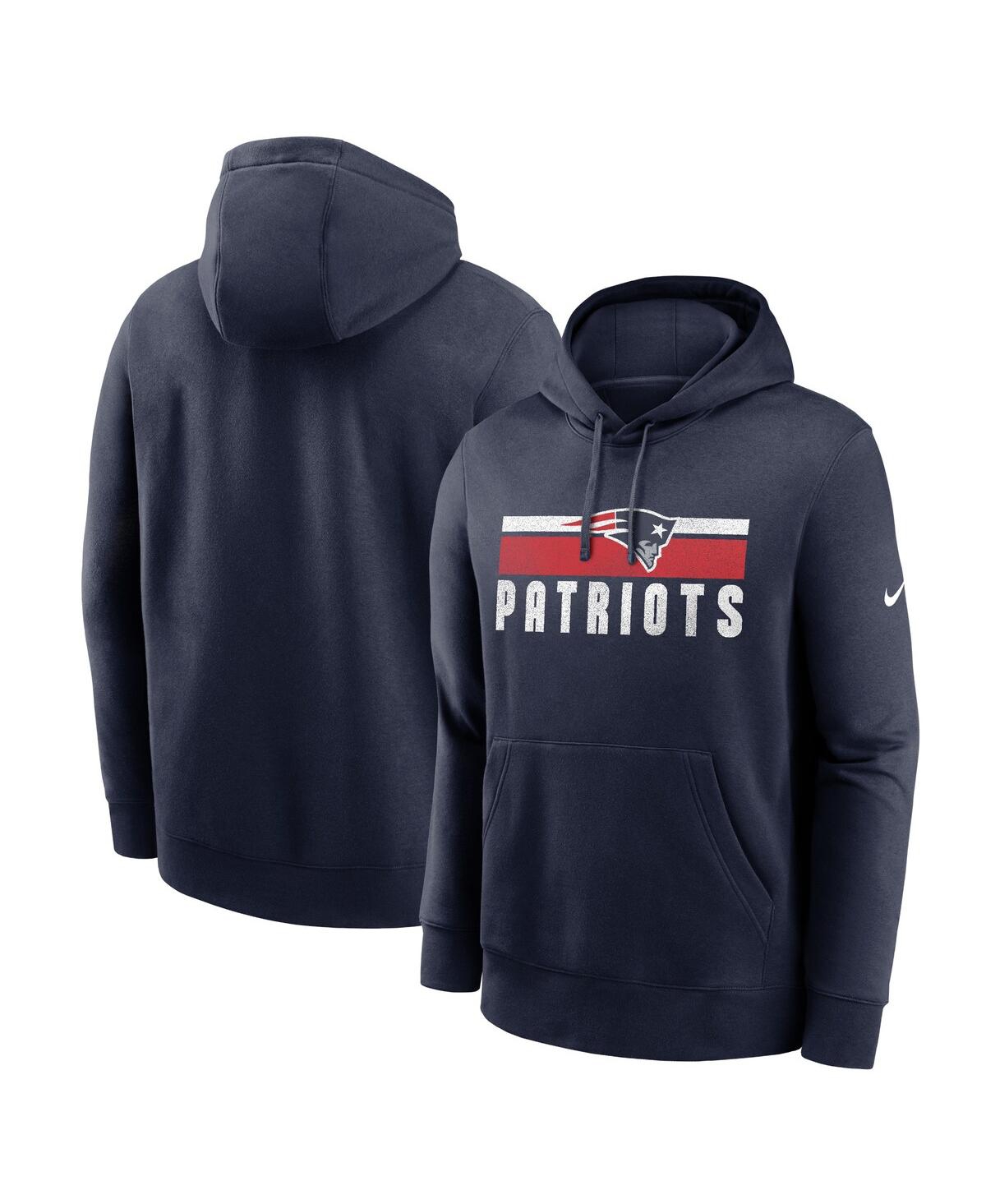 Shop Nike Men's  Navy New England Patriots Club Fleece Pullover Hoodie