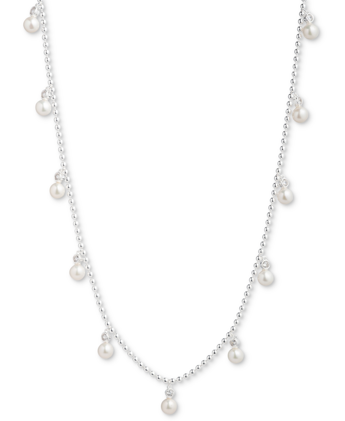 Lauren Ralph Lauren Sterling Silver Shaky White Pearl (6mm) 17" Collar Necklace - White