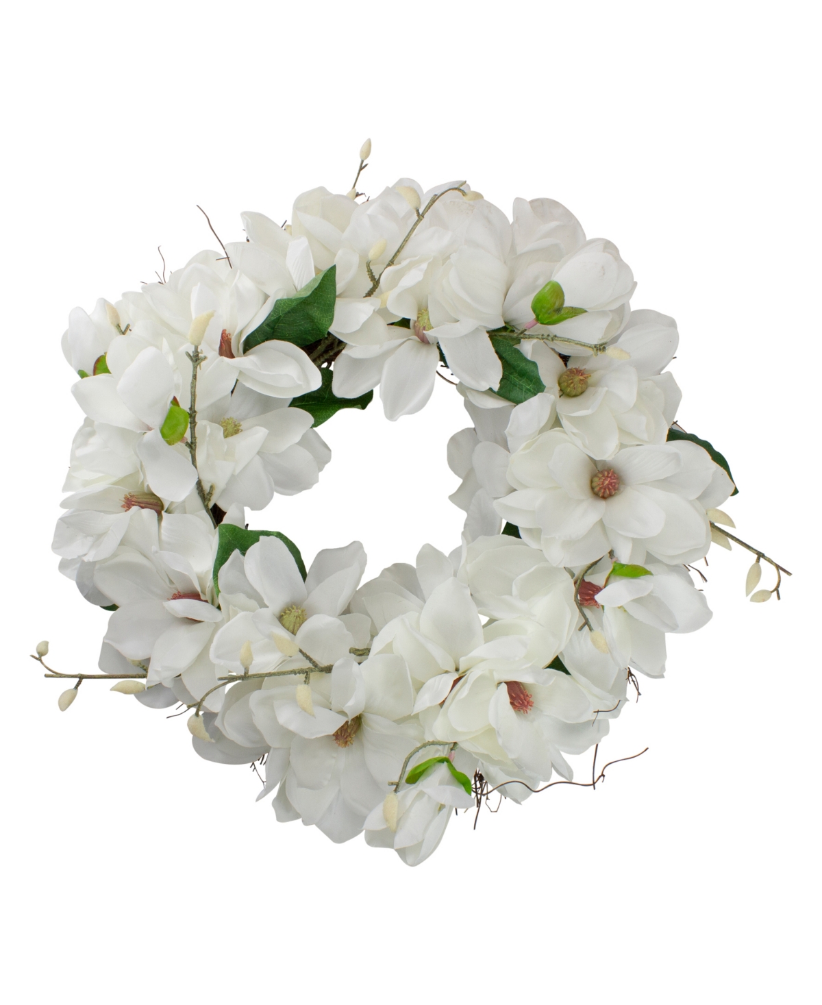 Northlight Magnolias Artificial Spring Wreath In White